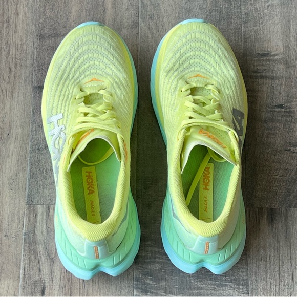 Hoka One One Womens Mach 5 1127894 CGLG Yellow Running Shoes Sneakers Size 10 - Picture 6 of 9
